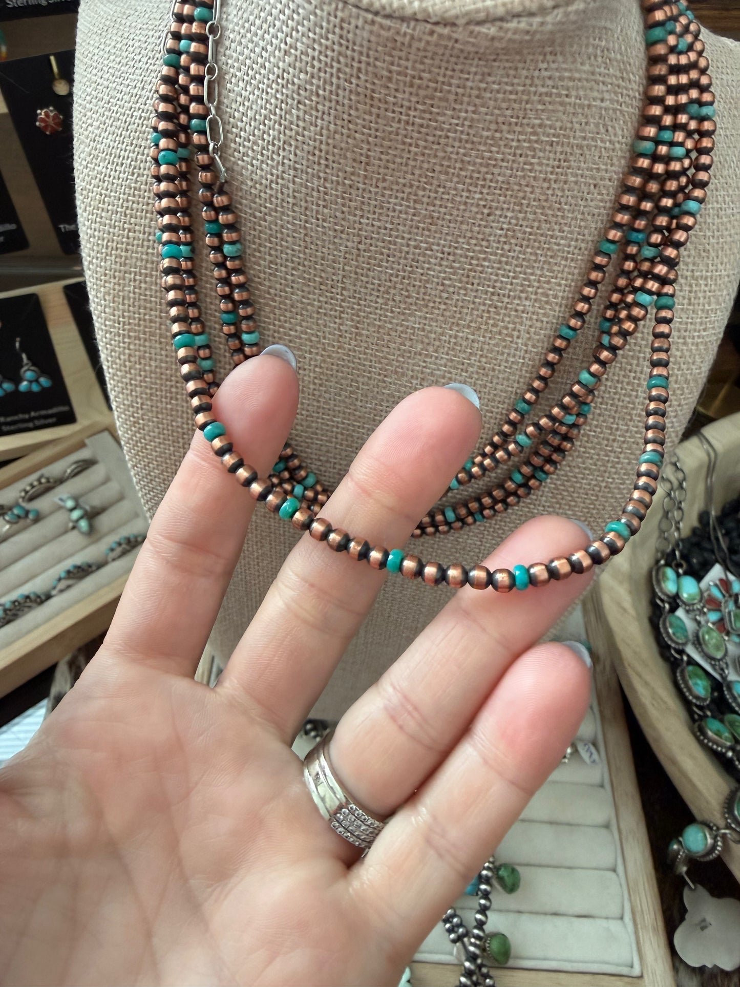4mm copper and kingman pearls